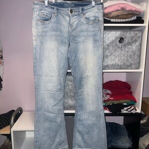 Maurices Blue Skinny Jeans with Stretch and Distressed Look